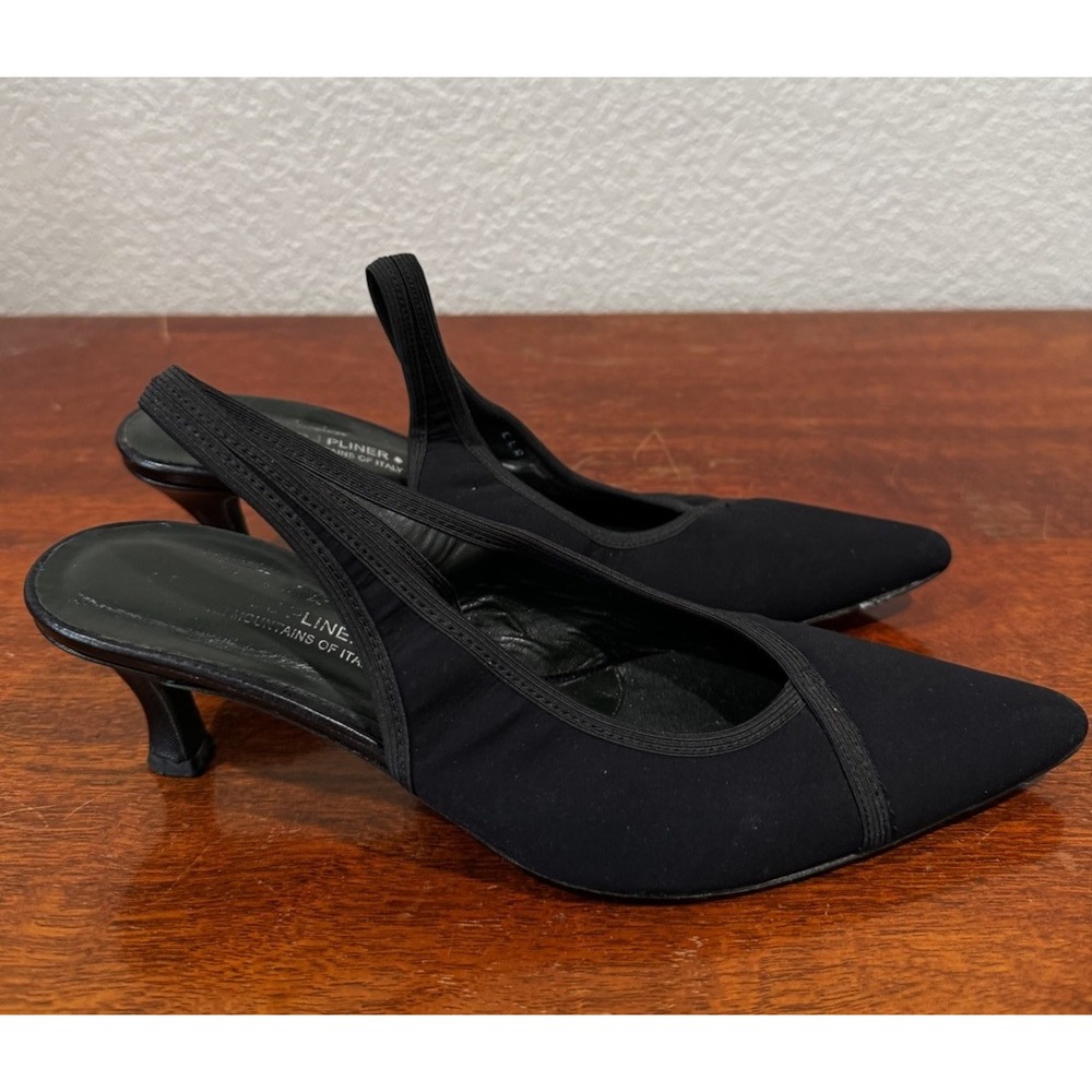 Donald J Pliner Kitten Heels Stretch Sling Back Ela 6.5 M Pointed Toe Black